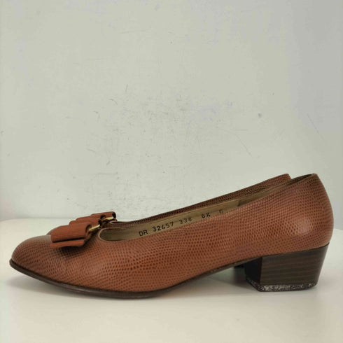 サルヴァトーレフェラガモ Salvatore Ferragamo ヴァラ リボン 型押しパンプス レディース  6 1/2